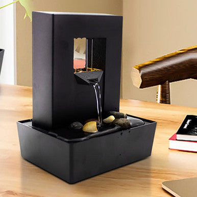 Desktop Fountain with LED Light and Polished Pebbles