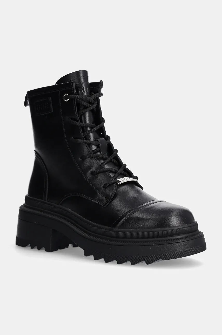 Kožne čizme GOE za žene, boja: crna, s platformom, sa srednje toplom podstavom, OO2N4115 BLACK