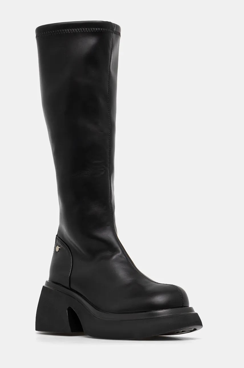 Čizme GOE za žene, boja: crna, s debelom potpeticom, sa srednje toplom podstavom, OO2N4404 BLACK