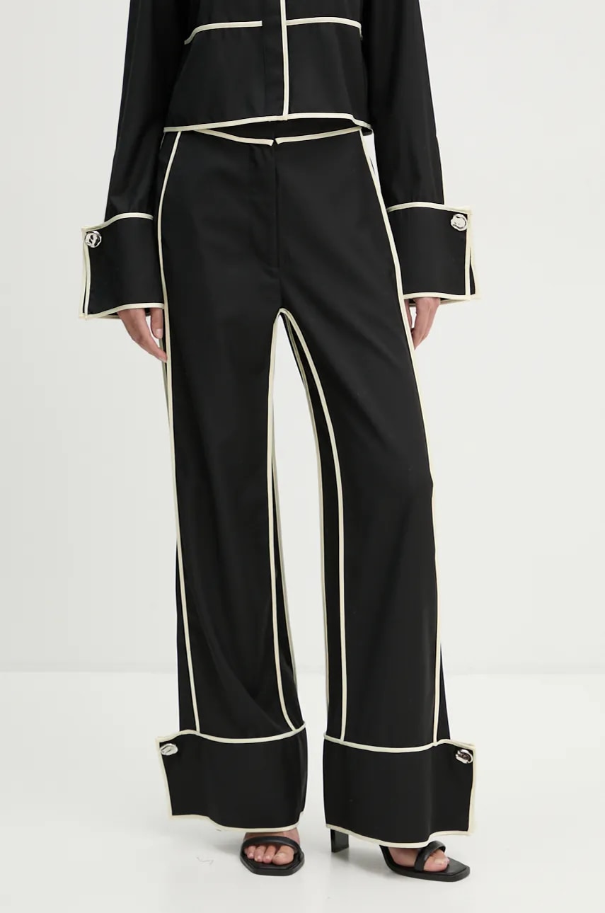 Vunene hlače Day Birger et Mikkelsen Walt - Refined Suiting Blend boja: crna, ravni kroj, visoki struk, DAY65243416