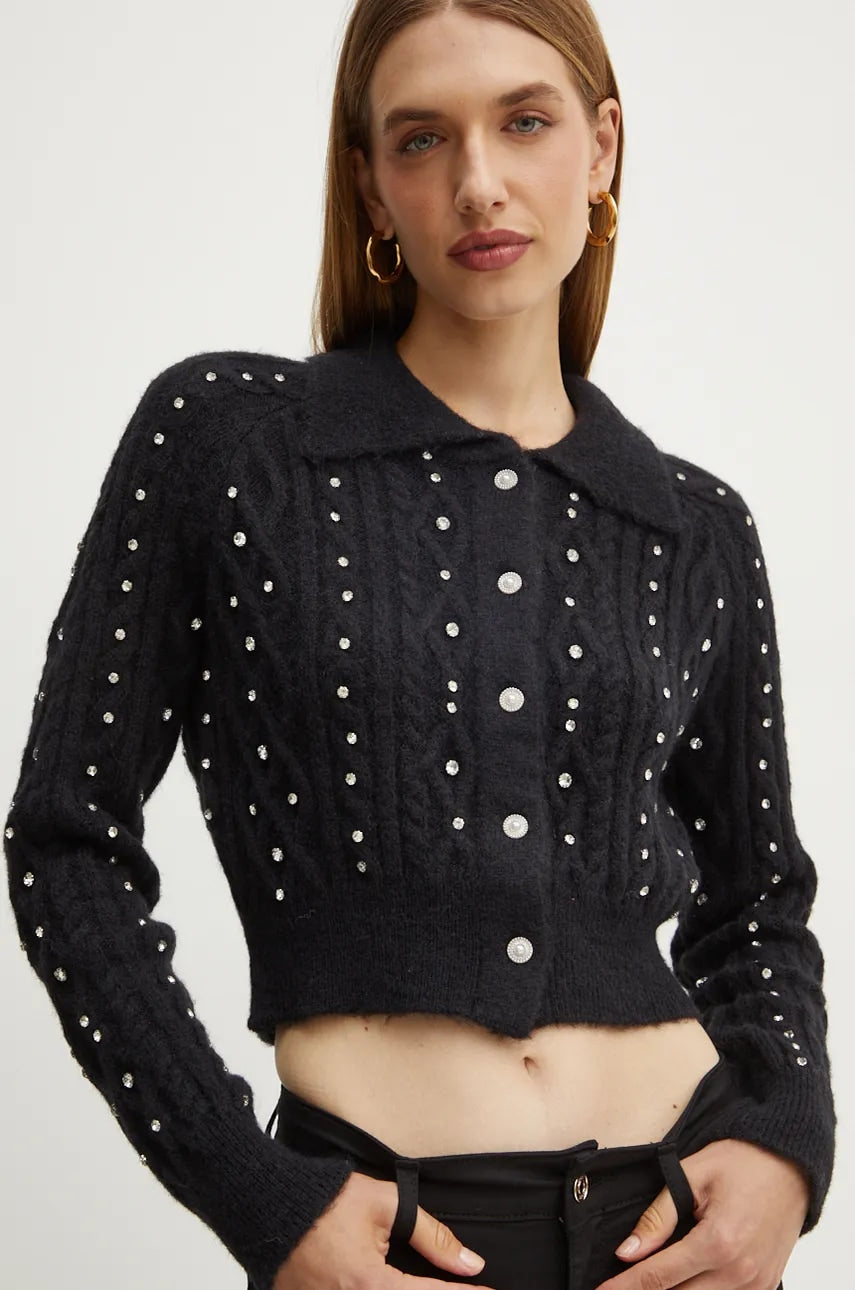 Pulover Silvian Heach LITOZ za žene, boja: crna, topli, CVA24038CD