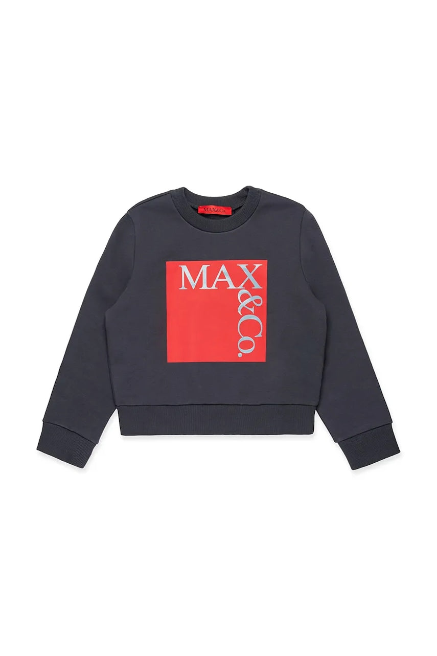 Otroški bombažen pulover MAX&Co. MAXS3F SWEAT-SHIRT siva barva, MX0037