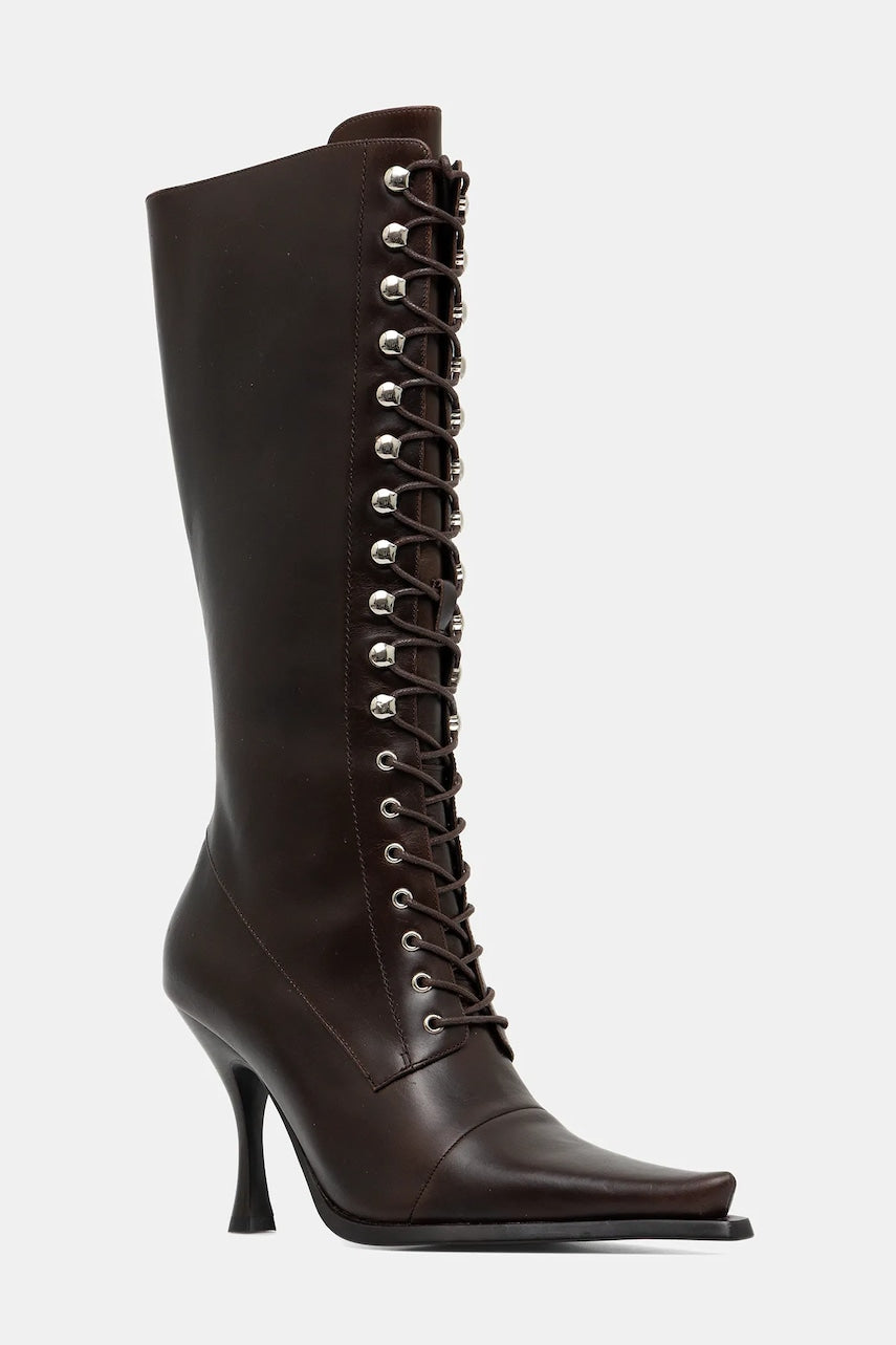 Kožne čizme Jeffrey Campbell LANI-2 boja: smeđa, s tankom potpeticom, JCD-218-6-01