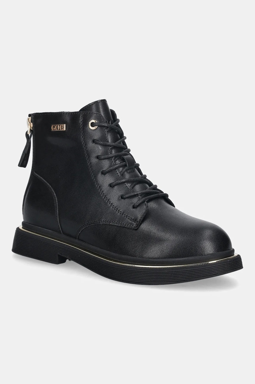 Kožne gležnjače GOE SS2N4101 boja: crna, ravni potplat, sa srednje toplom podstavom, SS2N4101 BLACK GOLD