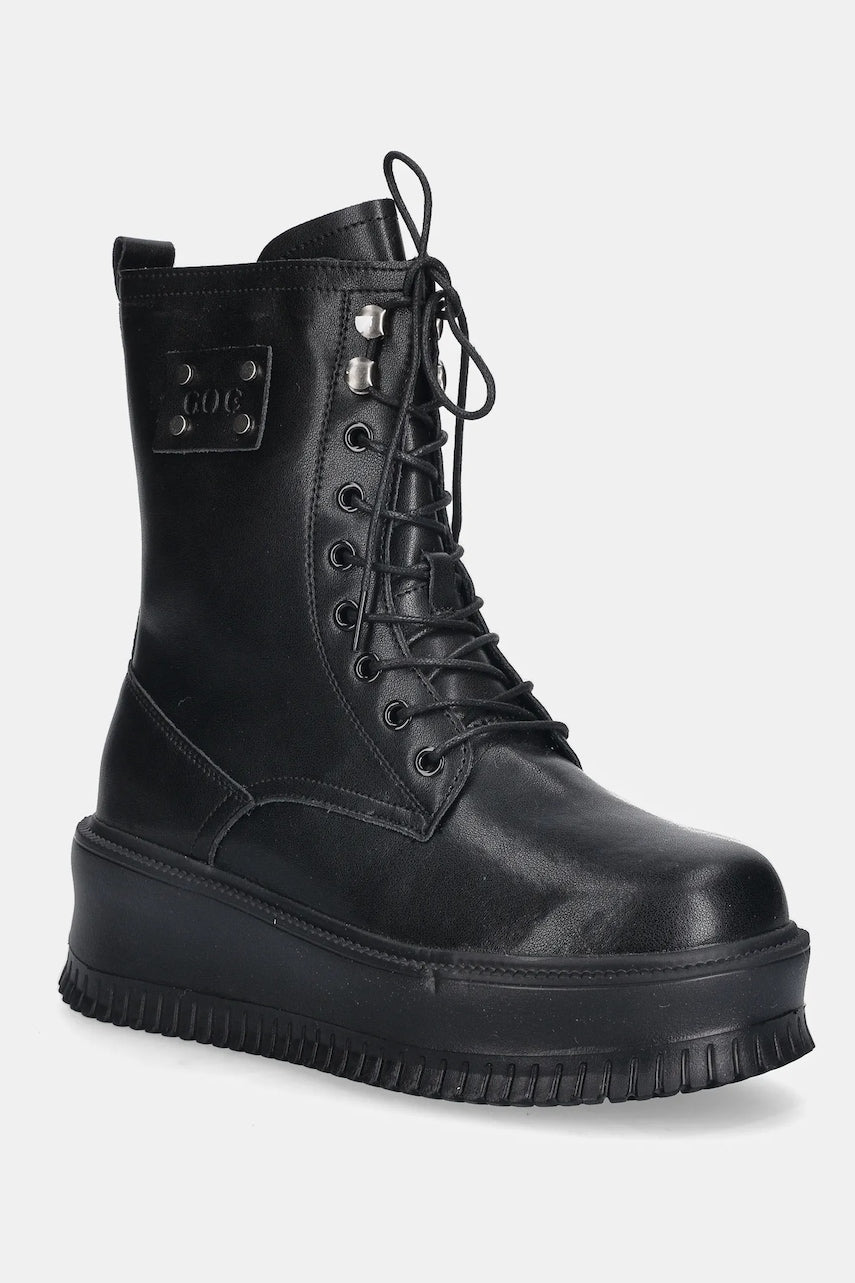 Kožne gležnjače GOE boja: crna, s platformom, sa srednje toplom podstavom, SS2N4128 BLACK