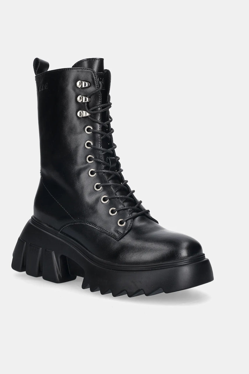 Kožne čizme GOE boja: crna, s platformom, sa srednje toplom podstavom, SS2N4131 BLACK