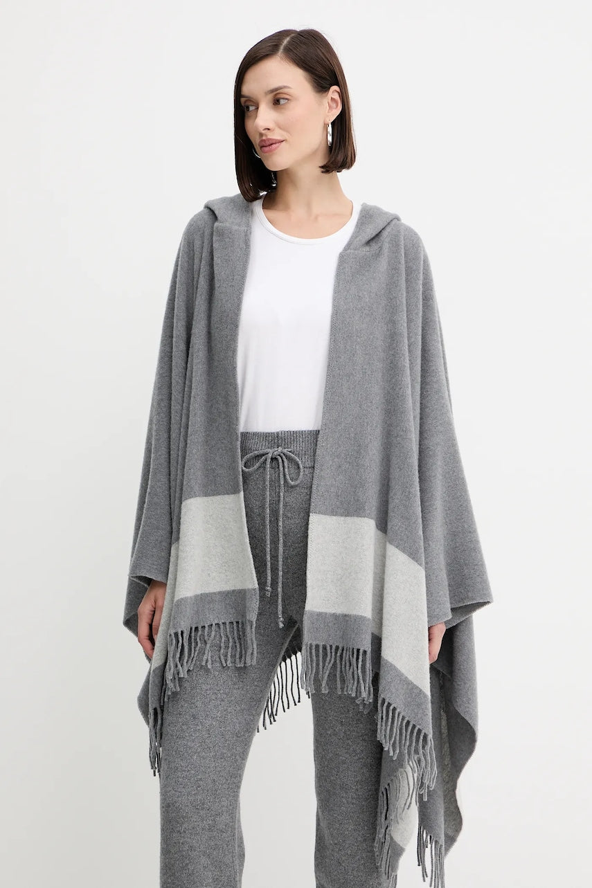 Vuneni pončo Liviana Conti boja: siva, tople, A5WF11