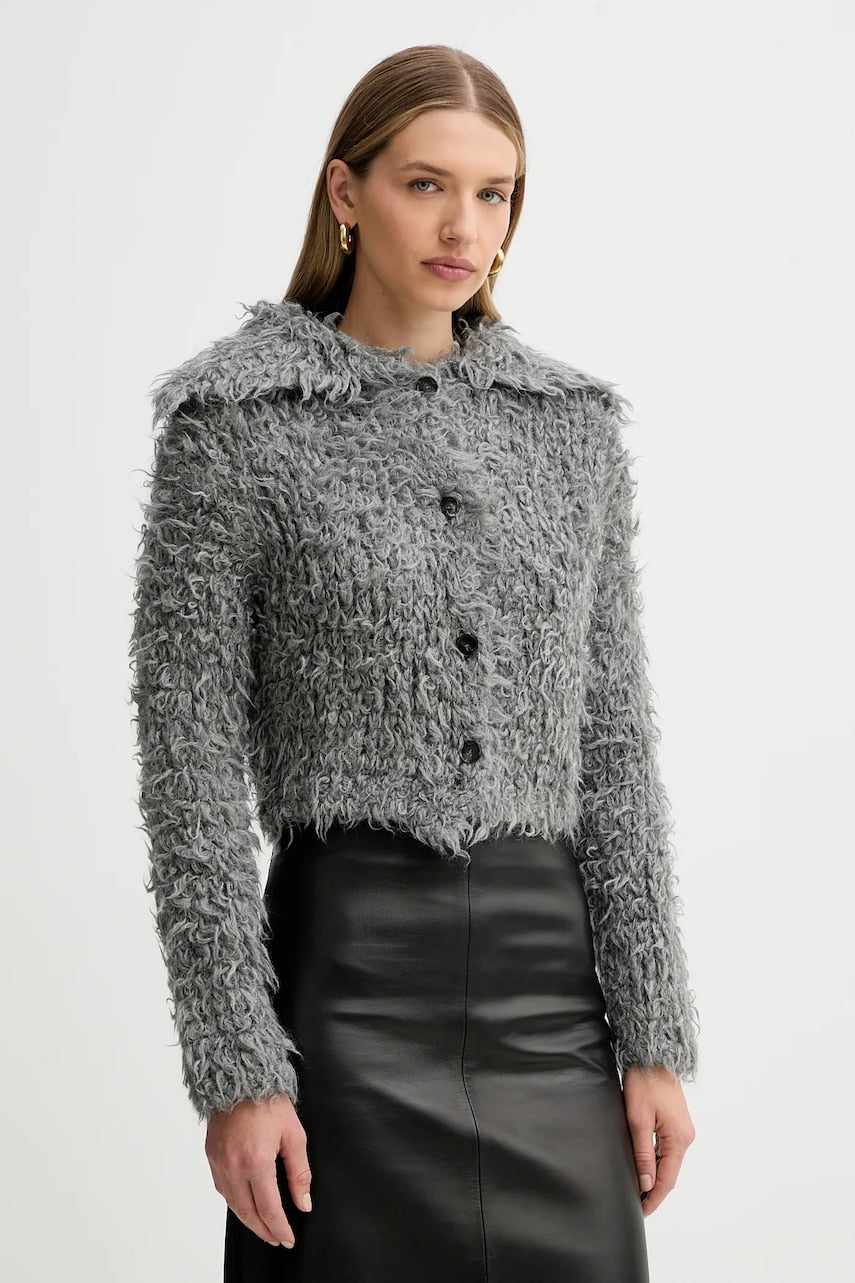 Kardigan s dodatkom vune Liviana Conti boja: siva, tople, A5WF89