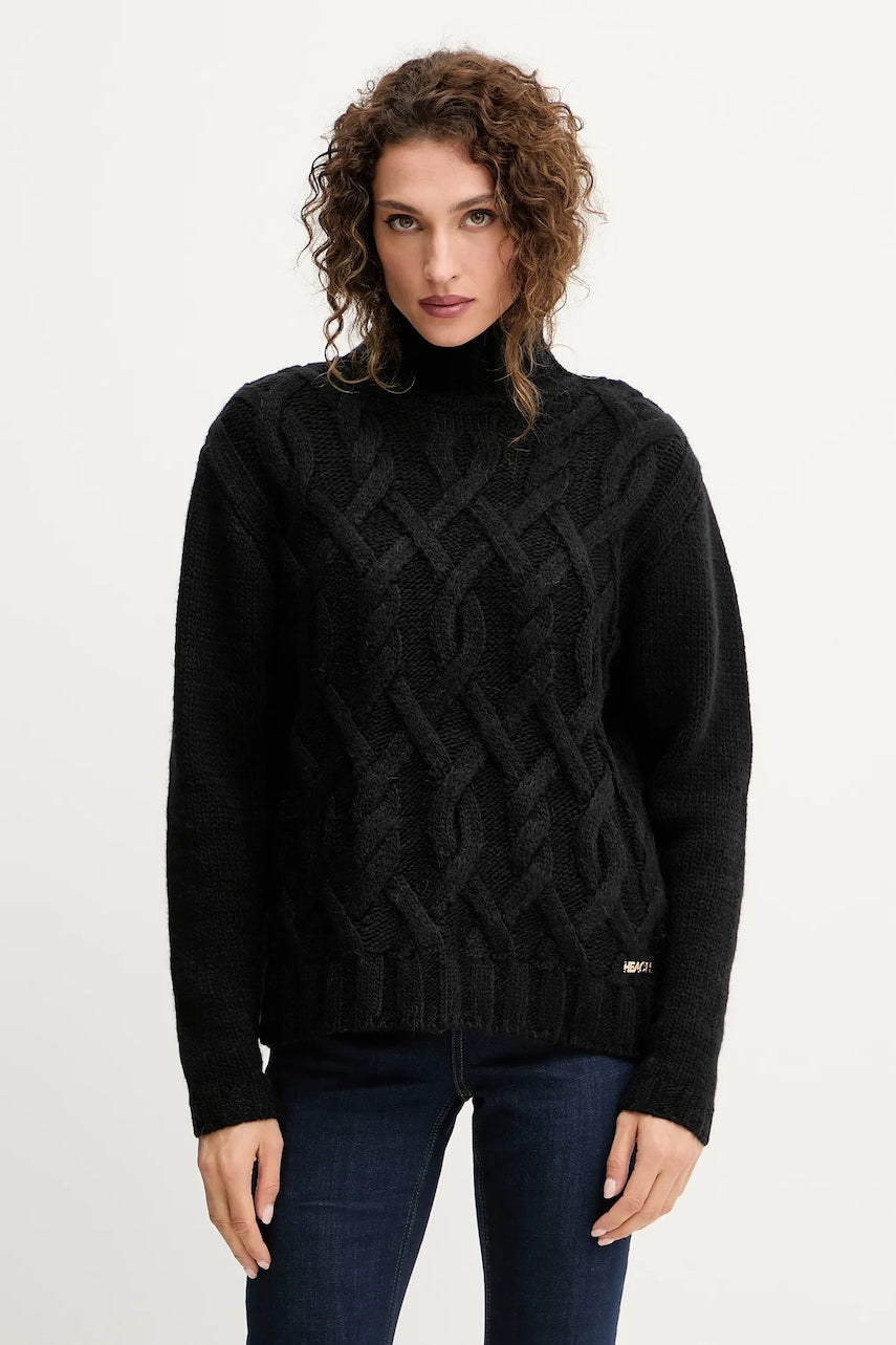 Pulover s dodatkom vune Silvian Heach HENRY boja: crna, tople, s dolčevitom, GPA25255LU