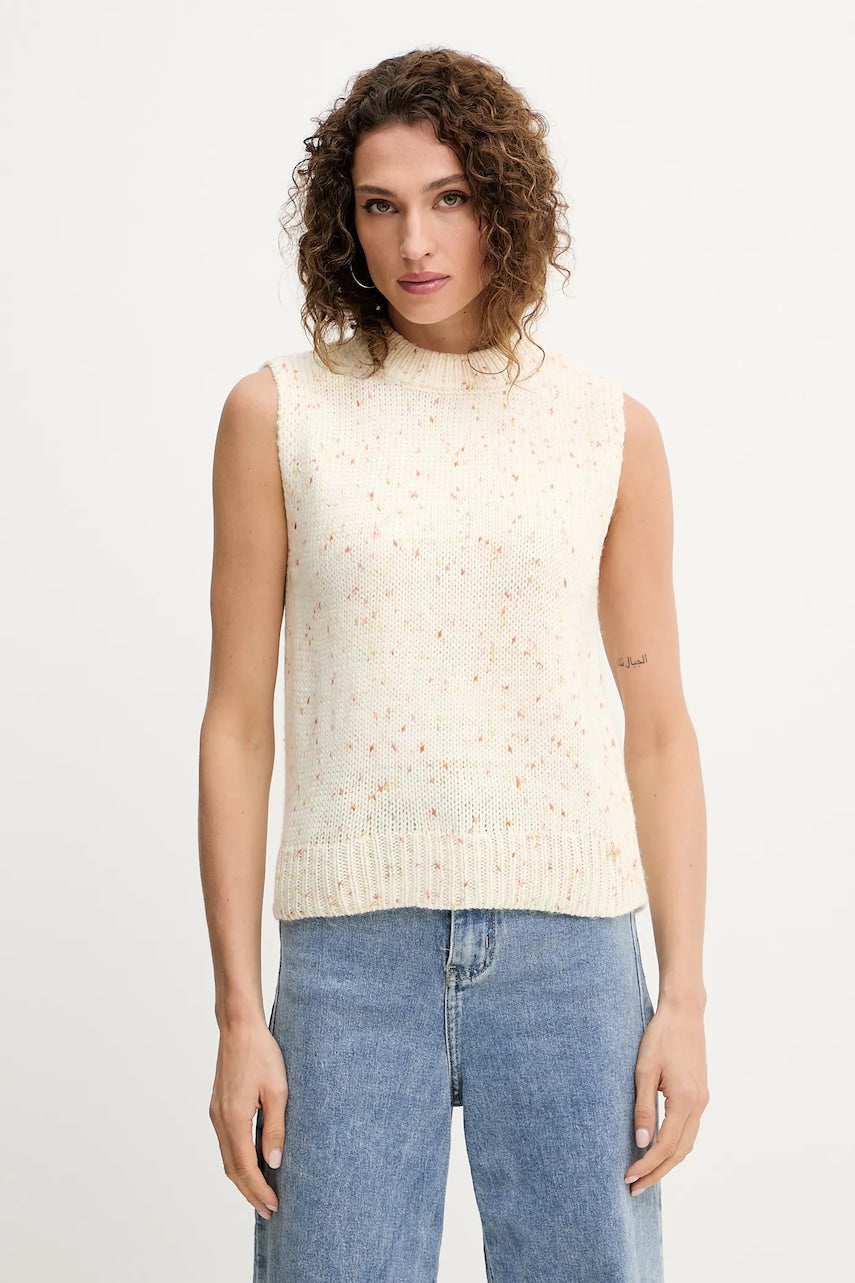 Prsluk Silvian Heach BJORG boja: bež, tople, GPA25095GL