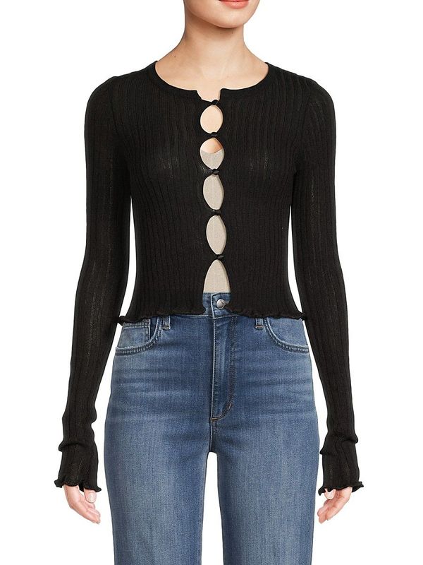 Erica Knit Cropped Cardigan - Dark Chocolate - M