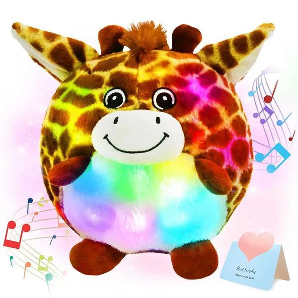 Plush Light - Up toys 23cm Giraffe Spherical Pillow LED Light up Musical Cushion Kawaii Stuffed Animals Throw Pillow Giraffe Plush Toys Gift
