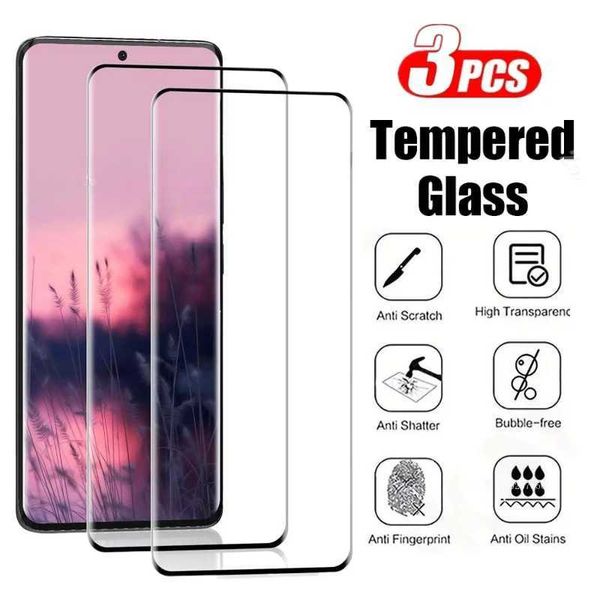 Three screen protectors for S24 S23 S21 S22 S20 ultra 9H tempered glass O250116