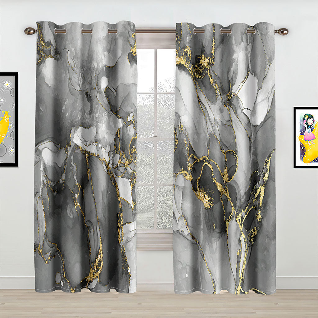 YL-37094 High-precision Customized 3D Curtain Printing Finished Landscape Wave Curtain Blackout Curtain