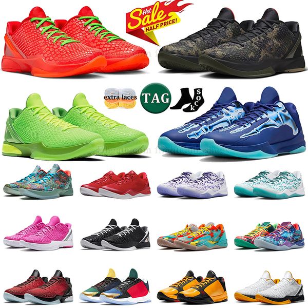 Top Mamba Designer Men Basketball Shoes Protro 6 Reverse Grinch 5 X-Ray University Red Wolf Grey mambacita 8 eybl Think Pink Black Mens Wome