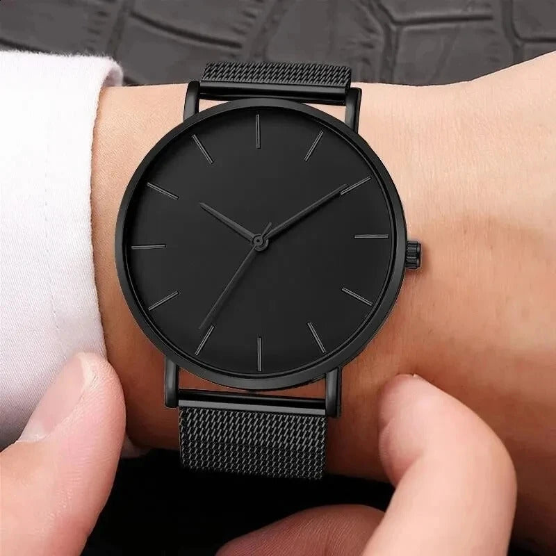 Fashion Ultra Thin Creative Black Stainless Steel Quartz Watches Men Simple Fashion Business Wristwatch Clock Male Relogios 250818