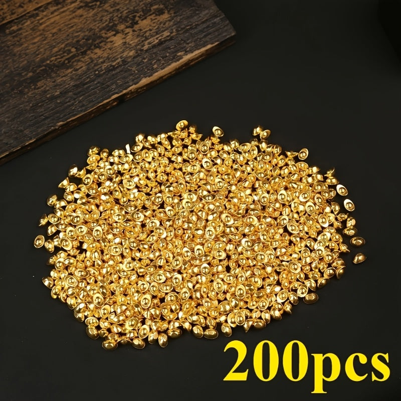 TEMU 100-200pcs Mini Golden Ornament Set - Glossy Metal Crafts, Home, Party Office Decoration, Art Craft Supplies, Perfect Gifts