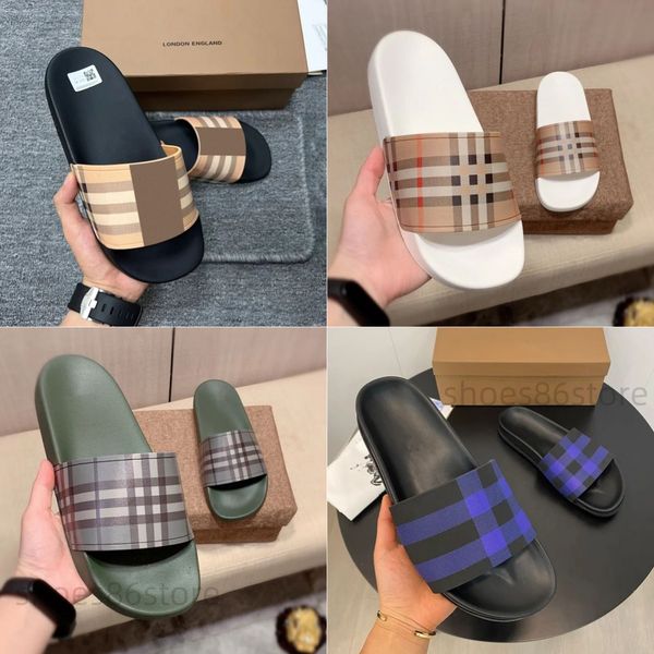 New Mens Rubber Designer Slippers Shoes Summer Beach Outdoor Cool Women&#039;s Slipper Solid color Wide Slides Lady Household Slide Flat Fli