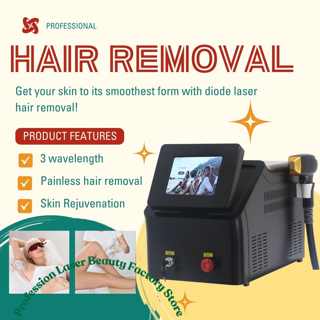 Best Depilator New Ice Platinum Cooling System Skin Care 808nm Diode Laser Hair Removal Machine 3-Wavelength Professional