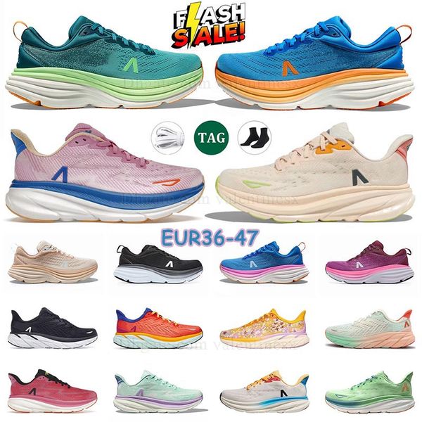 2025 Designer Bondi 8 Clifton 8 9 Running Shoes for Men Triple Black White Blue Blanc De Blanc Vanilla Astral Outdoor Sports Womens Mens Tra