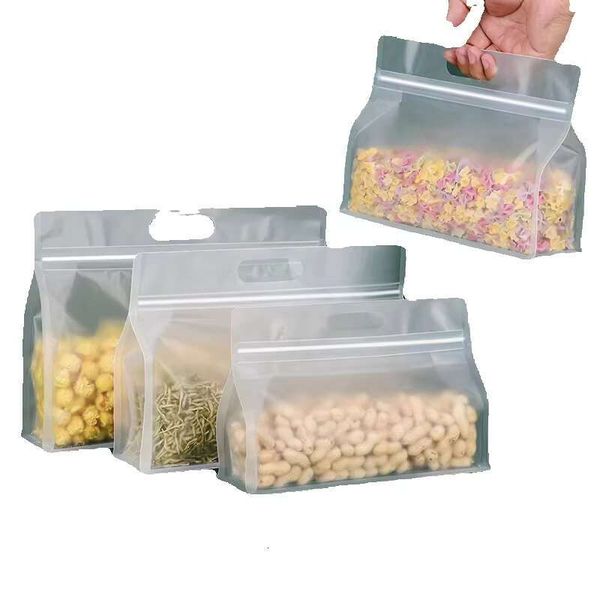 TETP 50Pcs Frosted-Transparent Food Bags With Handle Home Noodles Cookies Candy Nut Snacks Packaging Storage Dustproof Wholesale