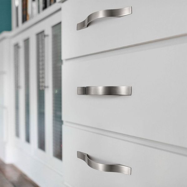 Aluminum Alloy Brushed Sier Cabinet Modern Style Kitchen Door Handles Drawer Knobs Wardrobe Furniture Pulls