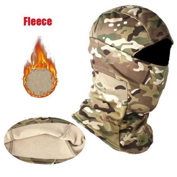 Winter Tactical Thermal Fece clava Men Hat Neck Warmer Hiking Scarf Hunting Cycling Hat Hooded Neck Snowboard Face MaskXJ241231