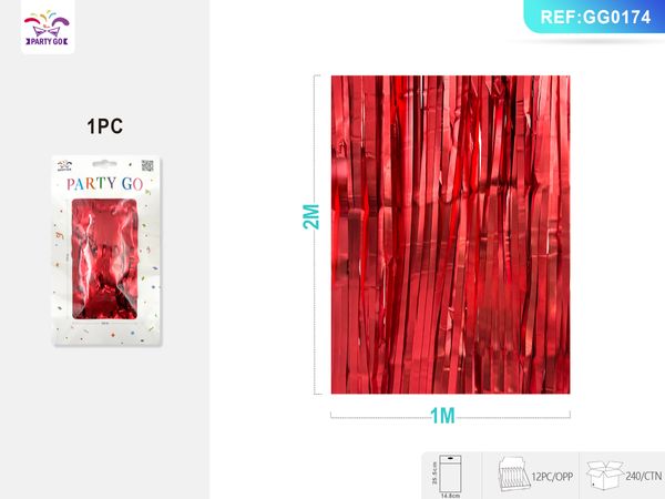 GG0174-Matte rain silk door curtain 100*200CM 1PC red