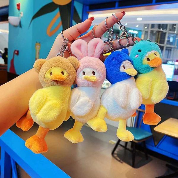 Creative Backpack Boy and Girl Doll Bag Pendant Fashion Doll New Series Fun Head Duck Filled Toy Car KeychainW240903