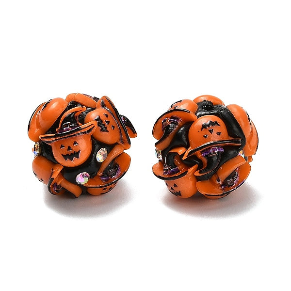 Halloween Theme Polymer Clay Rhinestone Beads with Resin