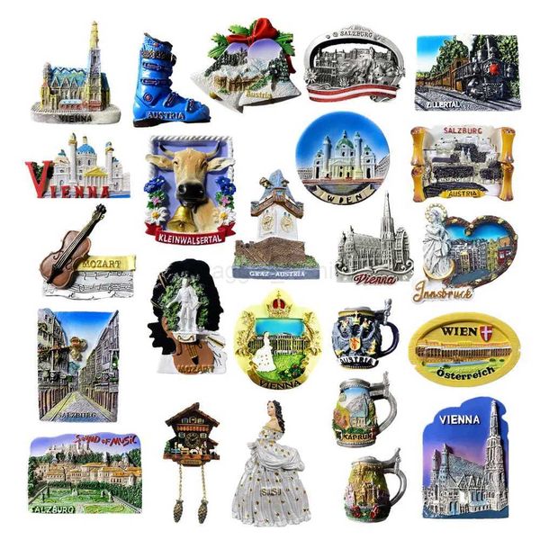Austria 3D Fridge Magnets Tourist Souvenirs Crafts Refrigerator magnet Decoration Articles Handicraft GiftsXJ240809