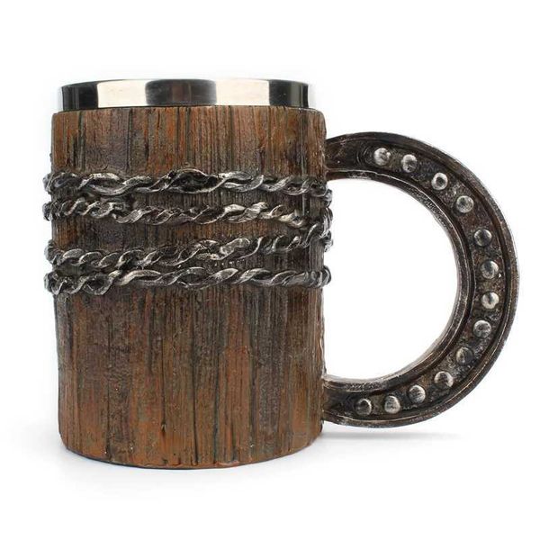 Simulation Horseshoe Coil Mug 3D Creative Coffee Beer Milk Water Cup Retro Knight Stainless Steel Mugs Home Kitchen Bar SuppliesM240803