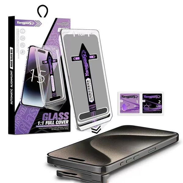 9H Dust proof Tempered Glass Full Cover Automatic Alignment Screen Protector for iphone all model 15 14 13 Pro Max 12Pro 11 15pLUS Auto Dust