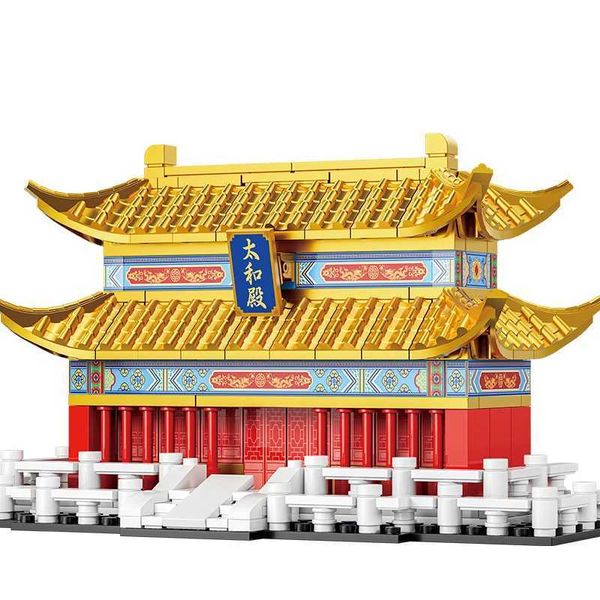 Blocks Blocks Chineses Antigo Arquitetura Taihediana Decoração de Casa Ornamentos Construindo Bloco Bricks Toys Presentes H241111 Y2501171DN