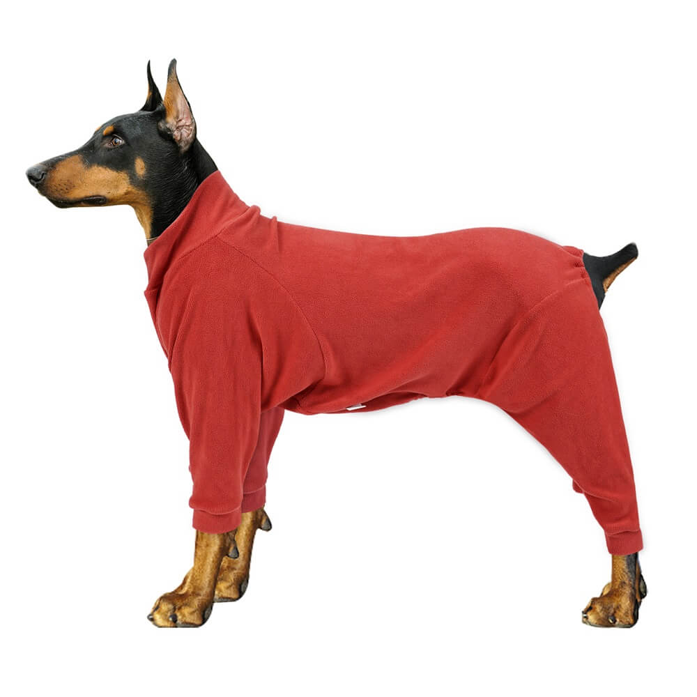 Cozy Fleece Dog Pajamas - Perfect Sleepwear for Large Dogs, Red - 3XL