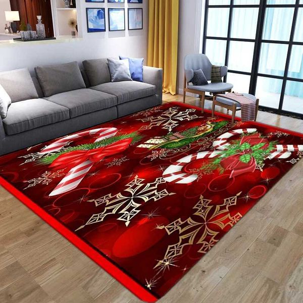 Merry Christmas Printing Carpet Anti slip Entrance Door Mat Large Game Area Carpet Childrens Room Floor Mat New Year Home Decoration Y241021