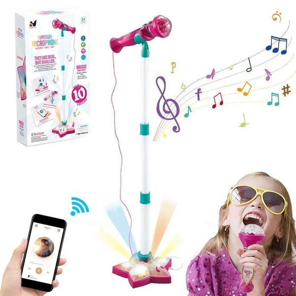 Bluetooth karaoke microphone childrens microphone with stand music instrument toy educational toy birthday gift for girls and boys W240820