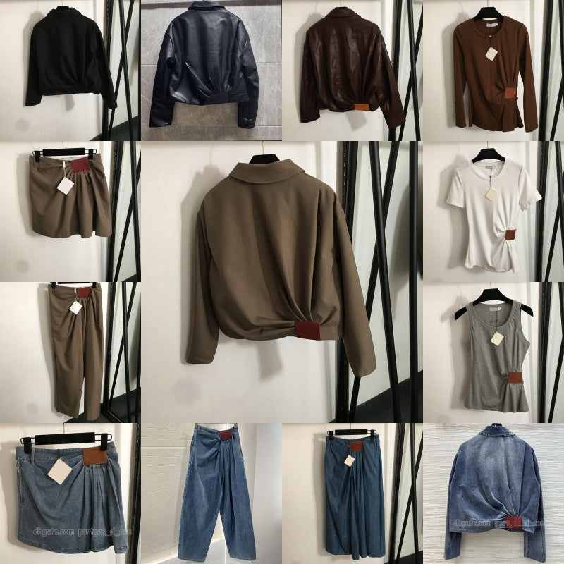 Luxury Denim Trucker Jacket Designer Women Blue Jeans Coat Pleated Skirts Dress Vet Blouse Tops Pants