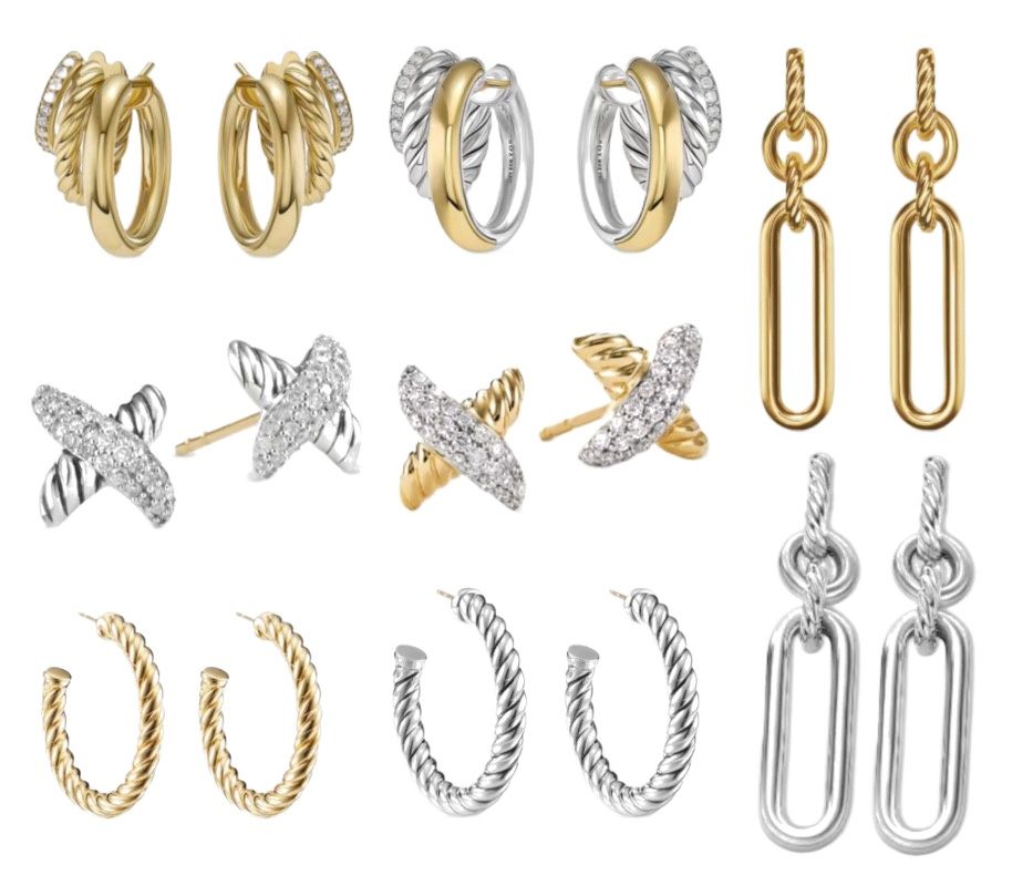 Stud Luxury D Y Retro Vintage Cable Coil Earrings for Women Minimalist Sterling Silver Hoops for Woman European Industrial Chic Dangle DY Earring Ea