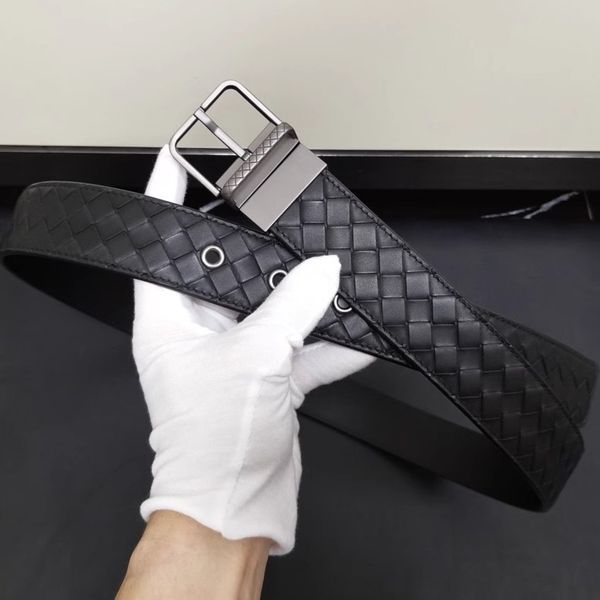 Western Hand Braided Rotating Buckle Leather Men Belt Fashion Joker Weave Pattern Jeans Causal Pant Leather Belt For Men