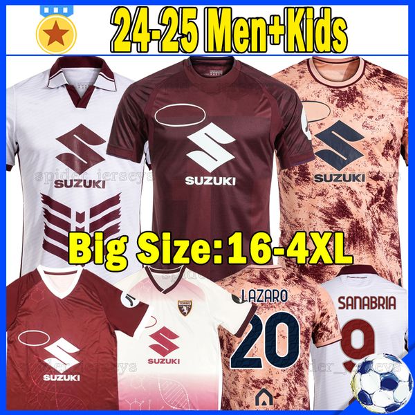 XXXL 4XL 24 25 Torino T. SANABRIA Soccer Jerseys 2024 2025 Vlasic PELLEGRI BELLANOVA SAZONOV PRE-SEASON Football Shirts Men Uniforms Kids Ki