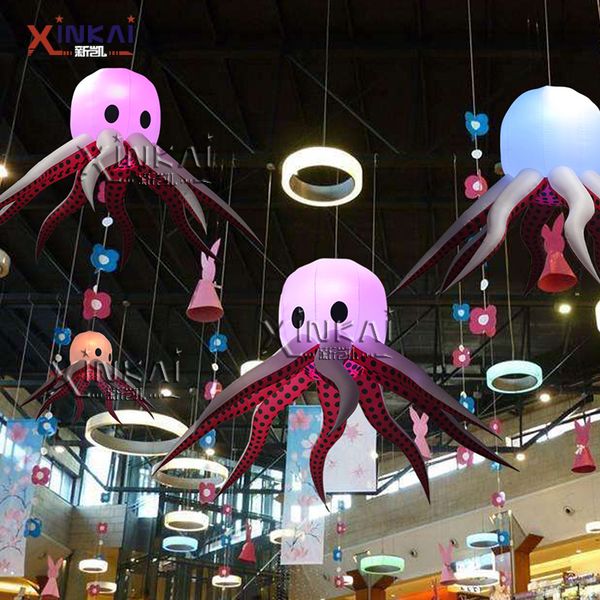 Realistic Inflatable Octopus - Small Marine Creature with Built-In LED Lights for Aquarium Decor
