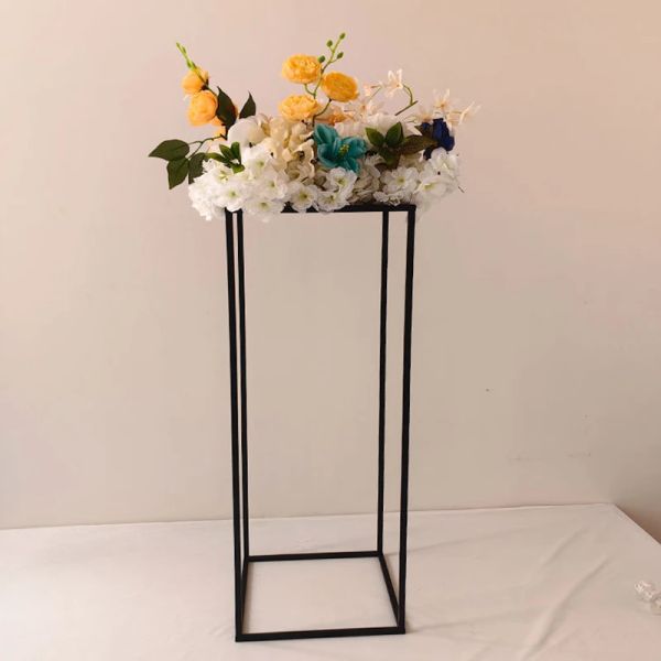 10 PCS- LOT Flower Vase Black Column Stand 31 Inches Metal Road Lead Wedding Centerpiece Rack For Event Party Decoration