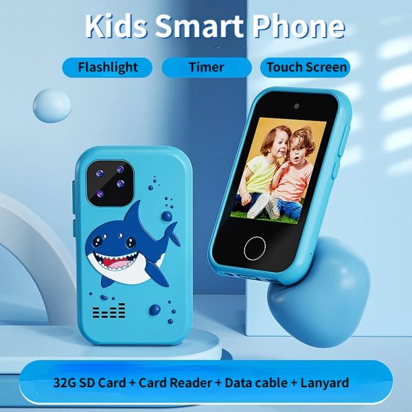 Kids Smart Phone Toys Dual Camera Touch Screen Phone Christmas Birthday Gifts Children Digital Camera with 32G SD Card