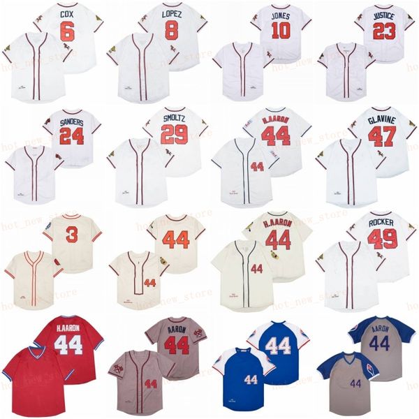 Movie Vintage 29 John Smoltz Baseball Jerseys Stitched 35 Phil Niekro 44 Hank Aaron 47 Tom Glavine 49 Julio Teheran Jersey Breathable Sport
