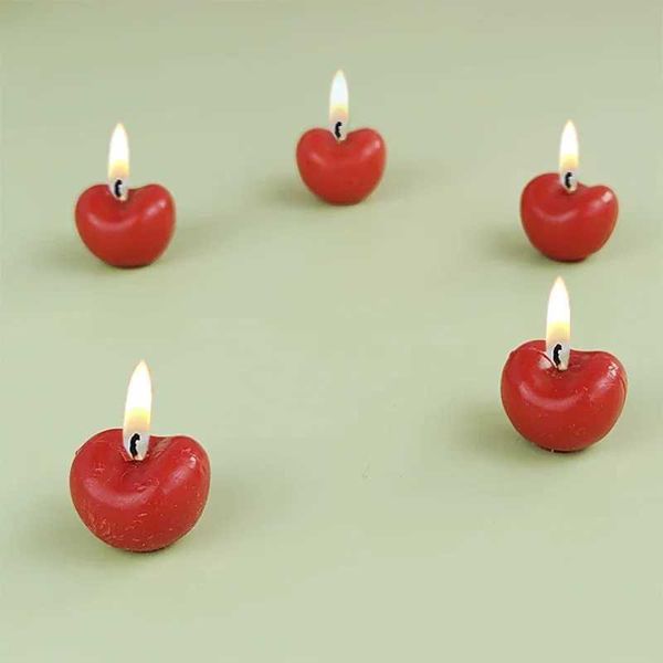 5 pieces-batch of red cherry birthday cake candles cherry fruit candles cute girl party decoration candles creative childrens candles W25011