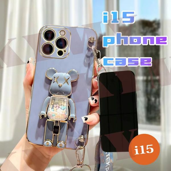 Ultra-thin Apple i15 accessory set with candy bear design-durable metal-plated mobile phone case, buy i15Pro max mobile phone.