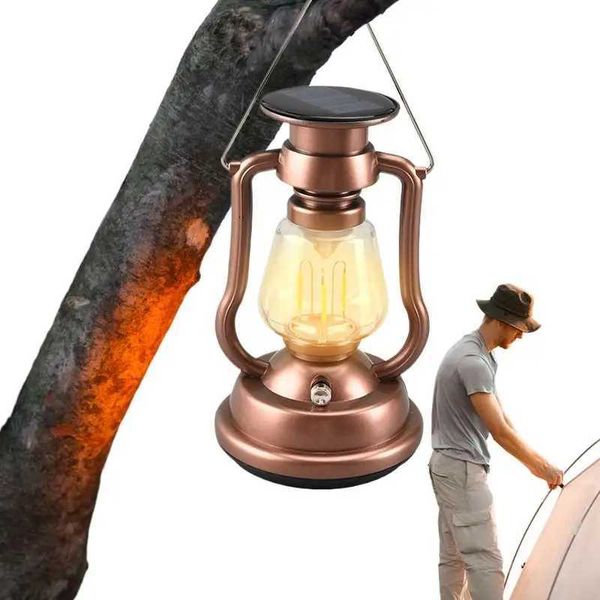 Outdoor Camping Lights Outdoor Solar Charging LED Flashlight Rechargeable Camping Lamp Waterproof Dangling Tent Light For X250211