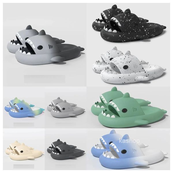 New designer shoes women sandal Summer Shark Slippers For Men Couples Indoor Outdoor Shark Slides Thick Soled Kids Sandals black white Gradi