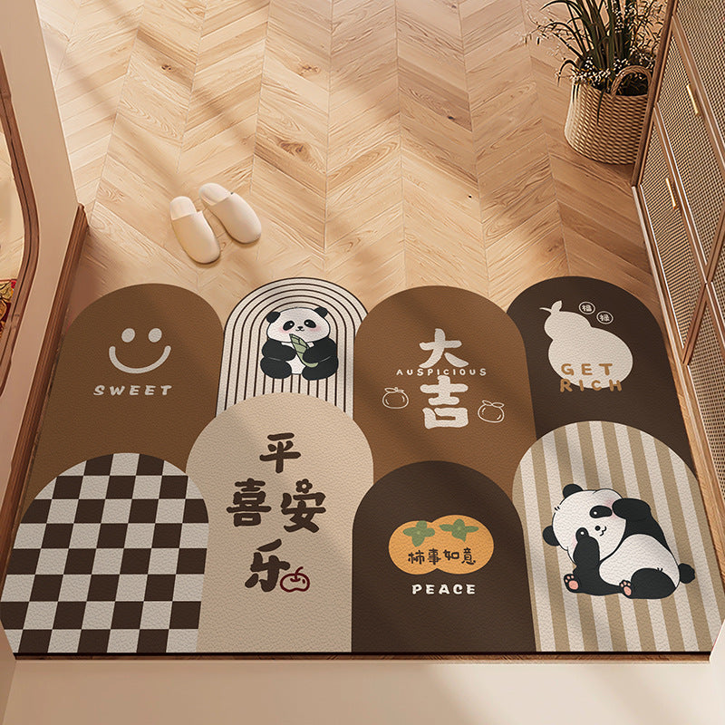 Red Festive Floor Mat Entry Door Dirt Resistant Washable Non Slip Household Entrance Door Leather Foot Mat